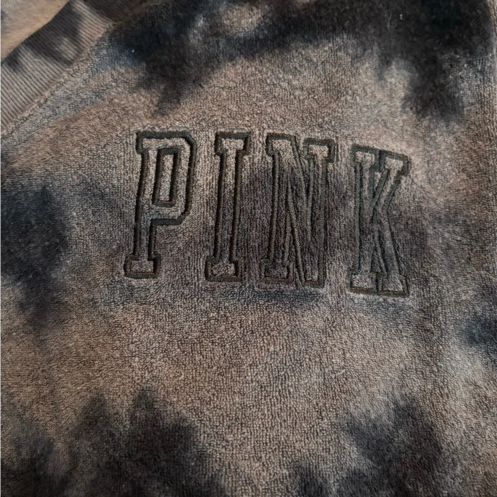 Cozy Chic PINK Victoria's Secret Acid Wash Heather Gray Top w/ Embroidered Logo